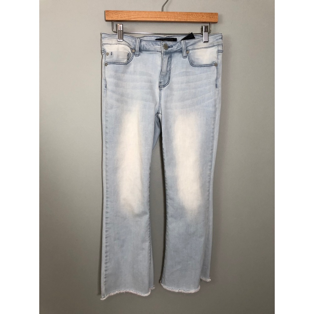 Liverpool The Crop Flare Jeans Womens 6/28 Light Wash Idyllwild Bleach Raw Hem